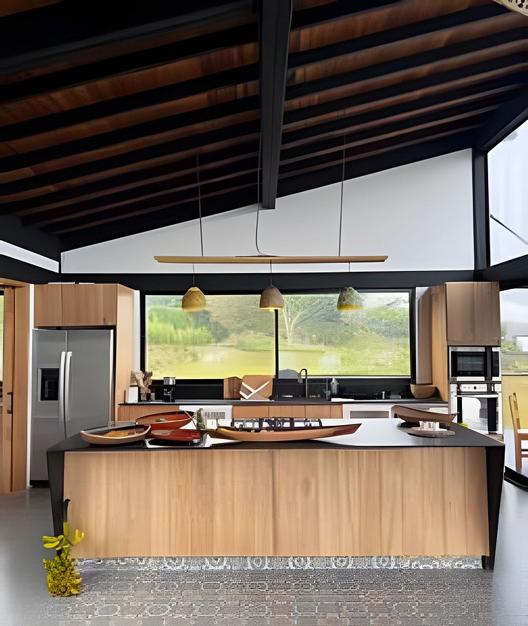 Villa frente a la represa vista a piedra del peñol